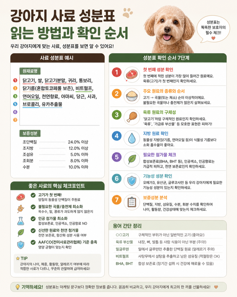 강아지 사료 성분표 읽는 방법과 확인 순서