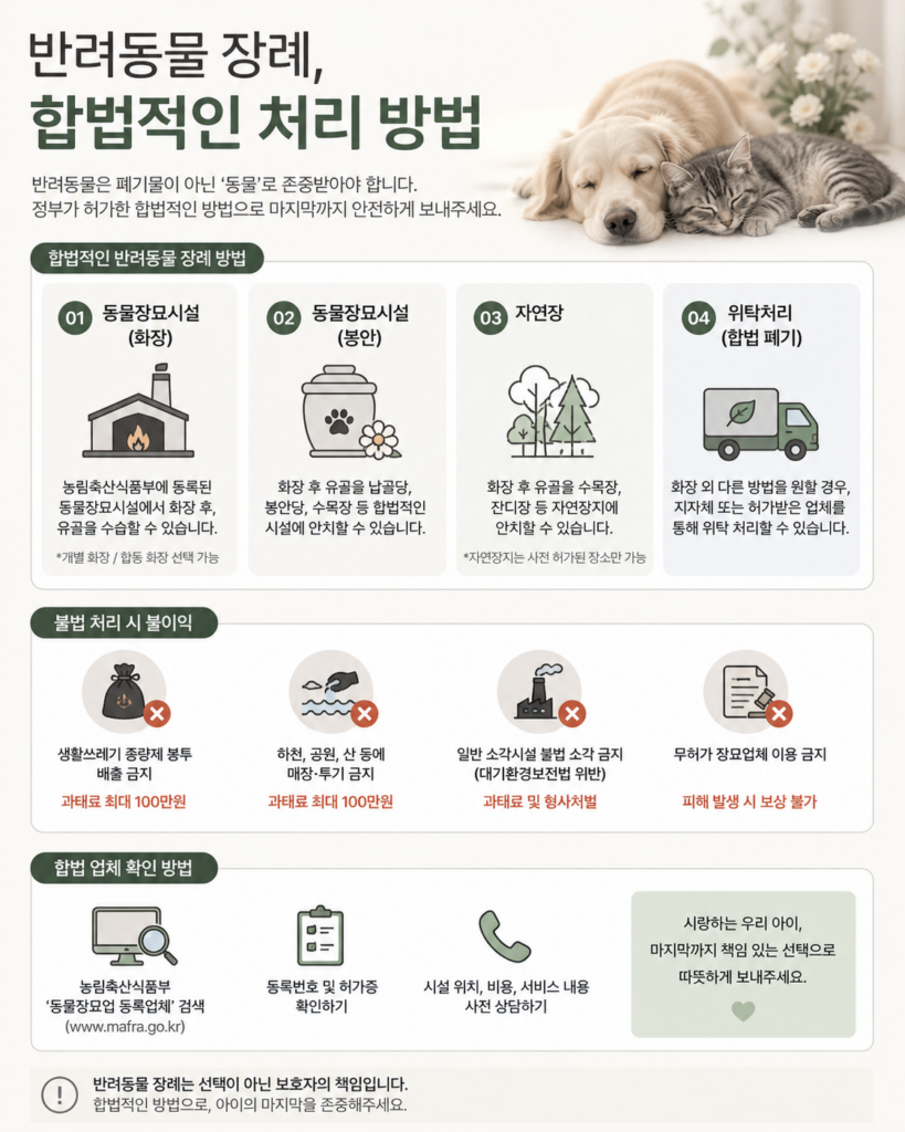 반려동물 장례 합법적인 처리 방법