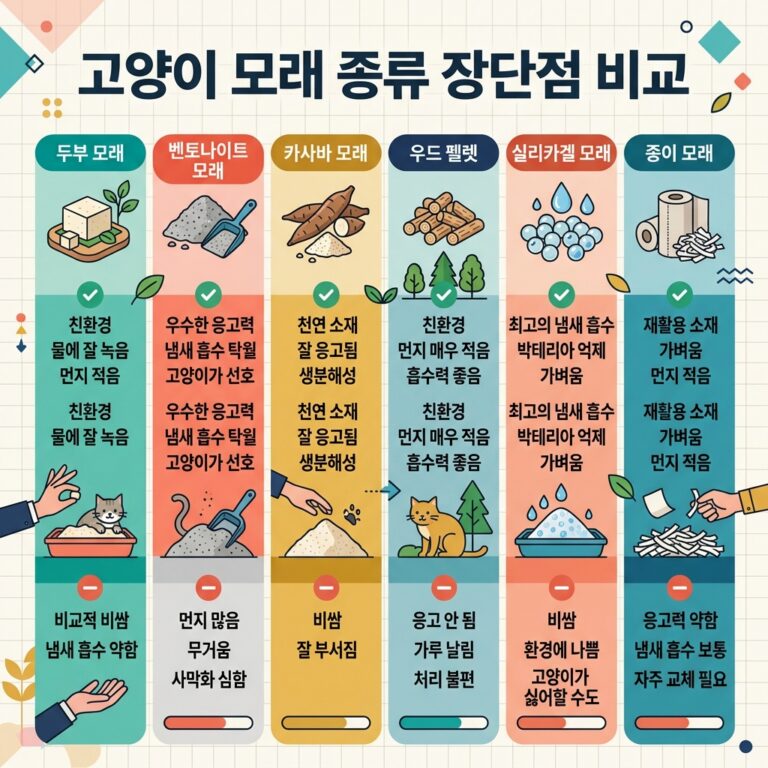 고양이 모래 종류 장단점 비교