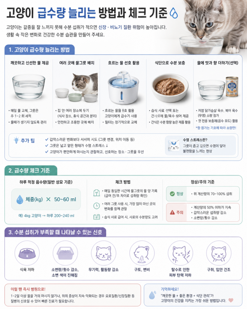 고양이 급수량 늘리는 방법