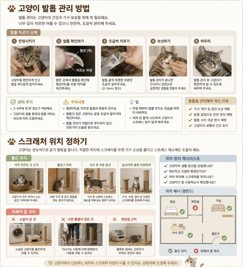 고양이 발톱 관리 방법과 스크래처 위치 정하기