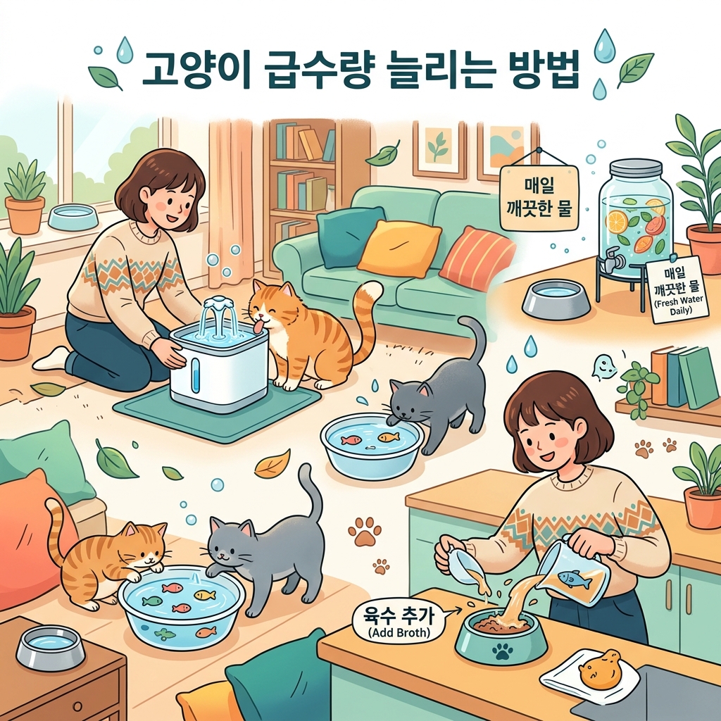 고양이 급수량 늘리는 방법